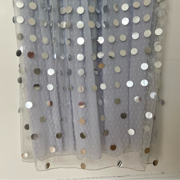 Alexachung Paillette Embellished Silver Sequin Mirror Ball Tulle Midi Dress - Picture 12 of 16